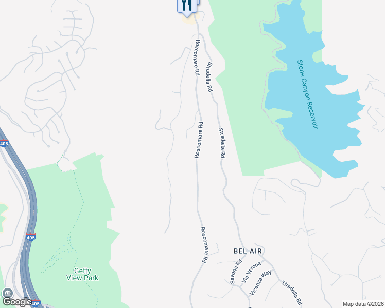 map of restaurants, bars, coffee shops, grocery stores, and more near 2031 Roscomare Road in Los Angeles