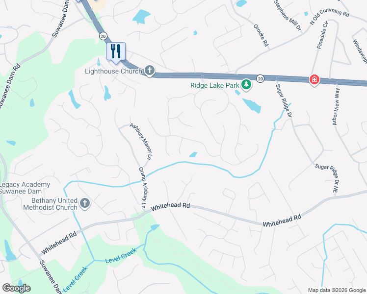 map of restaurants, bars, coffee shops, grocery stores, and more near 5431 Sweetgale Court in Buford