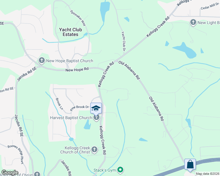 map of restaurants, bars, coffee shops, grocery stores, and more near 3486 Hill Lane in Acworth