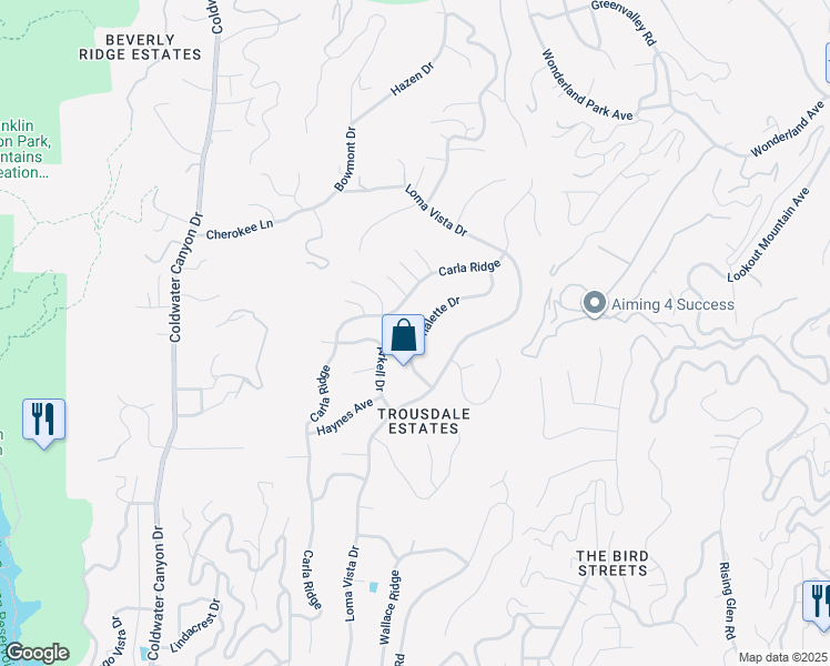 map of restaurants, bars, coffee shops, grocery stores, and more near 530 Chalette Drive in Beverly Hills