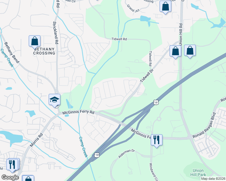 map of restaurants, bars, coffee shops, grocery stores, and more near 923 Prestwyck Court in Alpharetta
