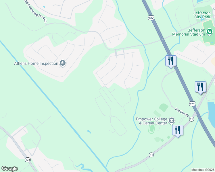 map of restaurants, bars, coffee shops, grocery stores, and more near 149 Blue Billed Crossing in Jefferson