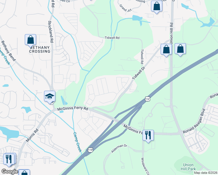 map of restaurants, bars, coffee shops, grocery stores, and more near 922 Prestwyck Court in Alpharetta