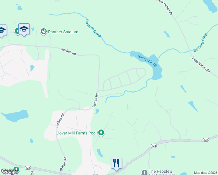 map of restaurants, bars, coffee shops, grocery stores, and more near 1005 Mallard Point in Hoschton