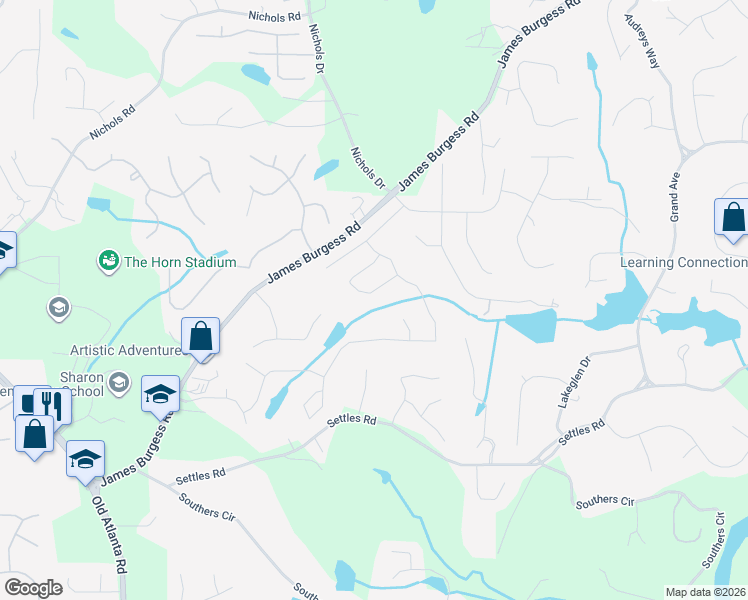 map of restaurants, bars, coffee shops, grocery stores, and more near 1630 Gallant Fox Lane in Suwanee
