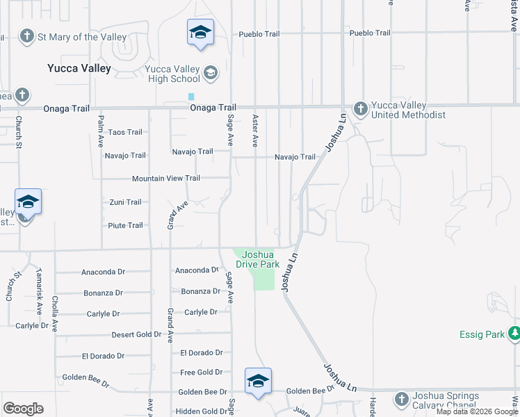map of restaurants, bars, coffee shops, grocery stores, and more near 7985 Aster Avenue in Yucca Valley