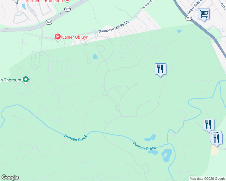 map of restaurants, bars, coffee shops, grocery stores, and more near 2428 Legacy Maple Dr in Braselton