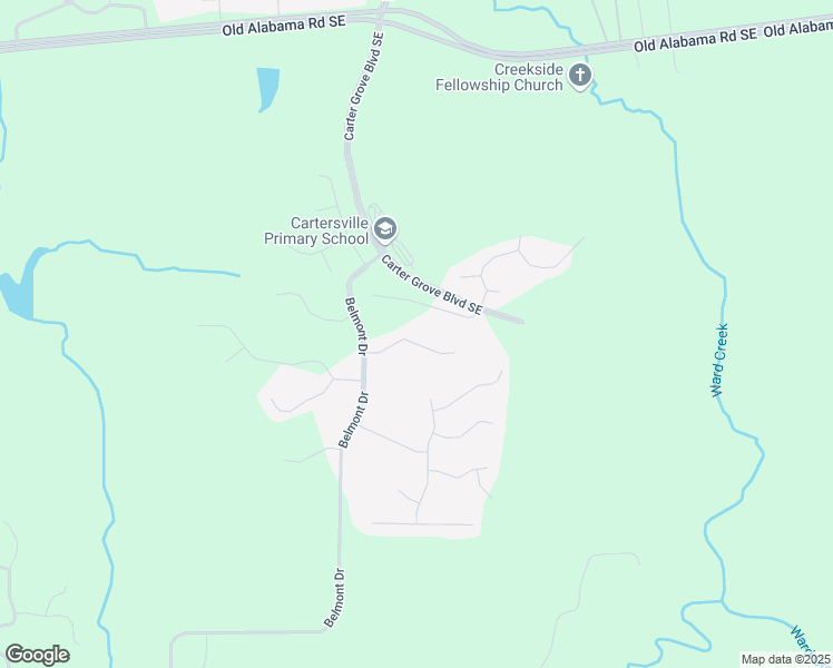 map of restaurants, bars, coffee shops, grocery stores, and more near 20 Rock Ridge Court in Cartersville