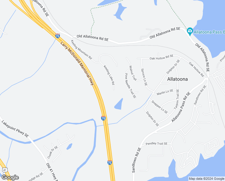 map of restaurants, bars, coffee shops, grocery stores, and more near 50 Keeling Mountain Road in Cartersville