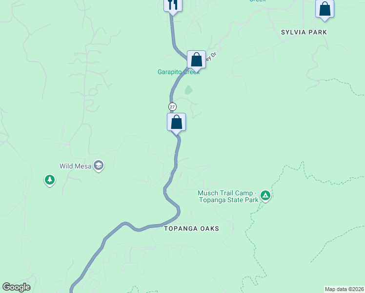map of restaurants, bars, coffee shops, grocery stores, and more near 1234 North Topanga Canyon Boulevard in Topanga
