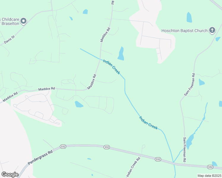 map of restaurants, bars, coffee shops, grocery stores, and more near 132 Indian Creek Lane in Hoschton