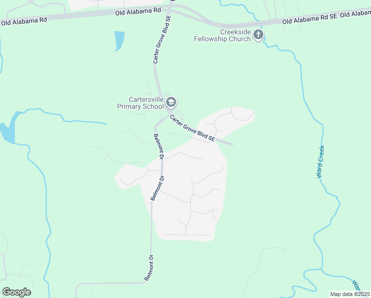 map of restaurants, bars, coffee shops, grocery stores, and more near 20 Rock Ridge Court in Cartersville