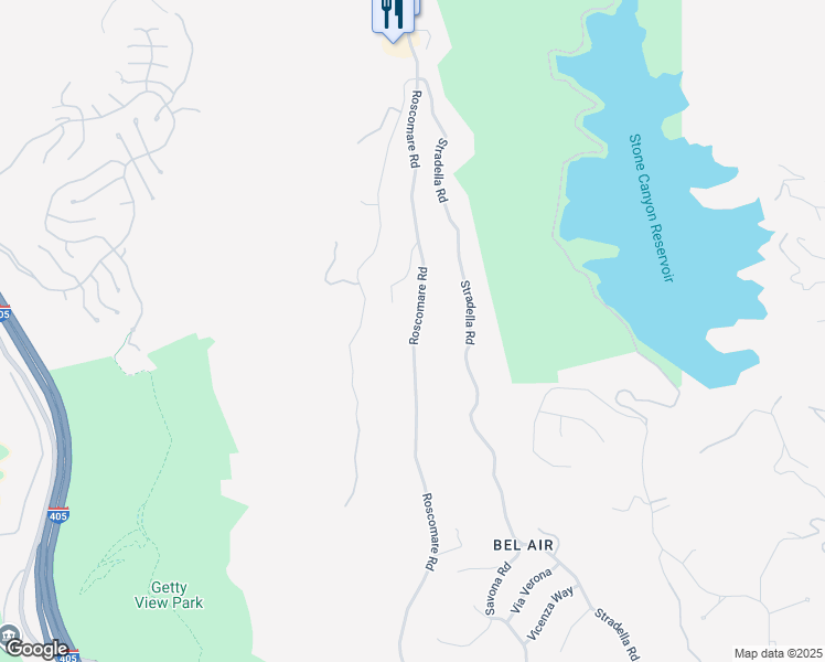map of restaurants, bars, coffee shops, grocery stores, and more near 2031 Roscomare Road in Los Angeles