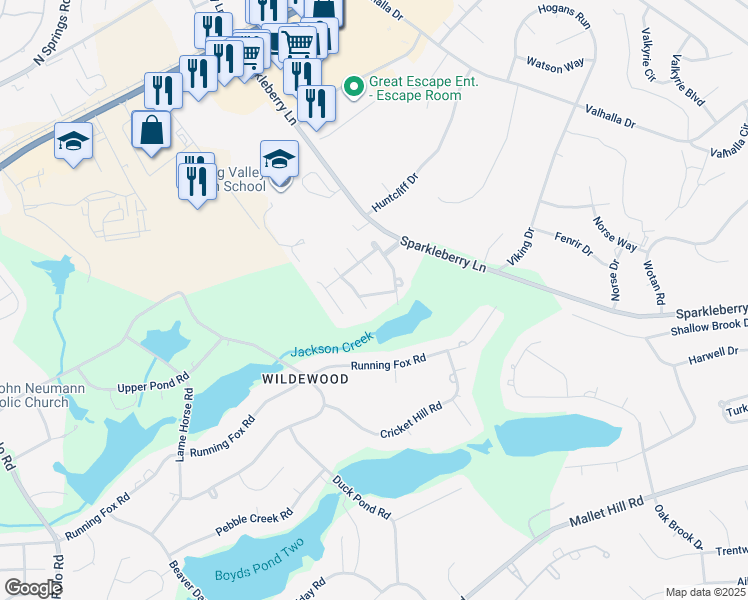 map of restaurants, bars, coffee shops, grocery stores, and more near 301 North Lake Pointe Drive in Columbia