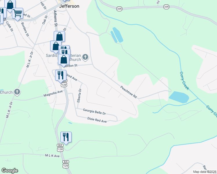 map of restaurants, bars, coffee shops, grocery stores, and more near 370 Fairfield Drive in Jefferson