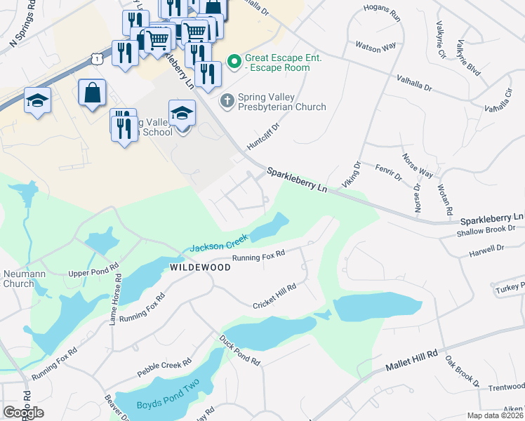 map of restaurants, bars, coffee shops, grocery stores, and more near 136 North Lake Pointe Drive in Columbia