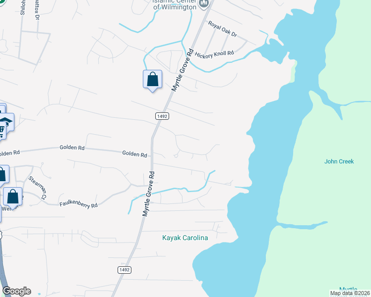 map of restaurants, bars, coffee shops, grocery stores, and more near 1617 Ebb Drive in Wilmington