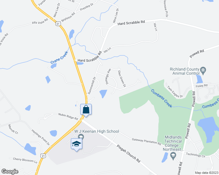 map of restaurants, bars, coffee shops, grocery stores, and more near 128 Durango Avenue in Columbia