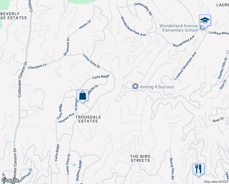 map of restaurants, bars, coffee shops, grocery stores, and more near 1840 Loma Vista Drive in Beverly Hills