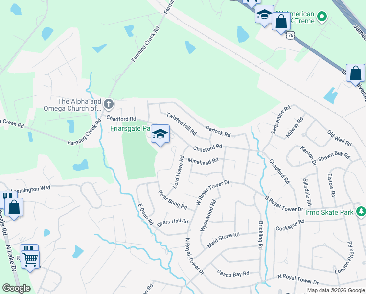 map of restaurants, bars, coffee shops, grocery stores, and more near 418 Lord Howe Road in Irmo