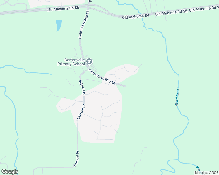 map of restaurants, bars, coffee shops, grocery stores, and more near 8 Lakewood Court in Cartersville