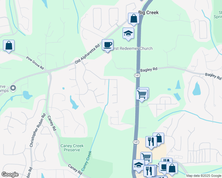map of restaurants, bars, coffee shops, grocery stores, and more near 2825 Harbor Cove Court in Cumming