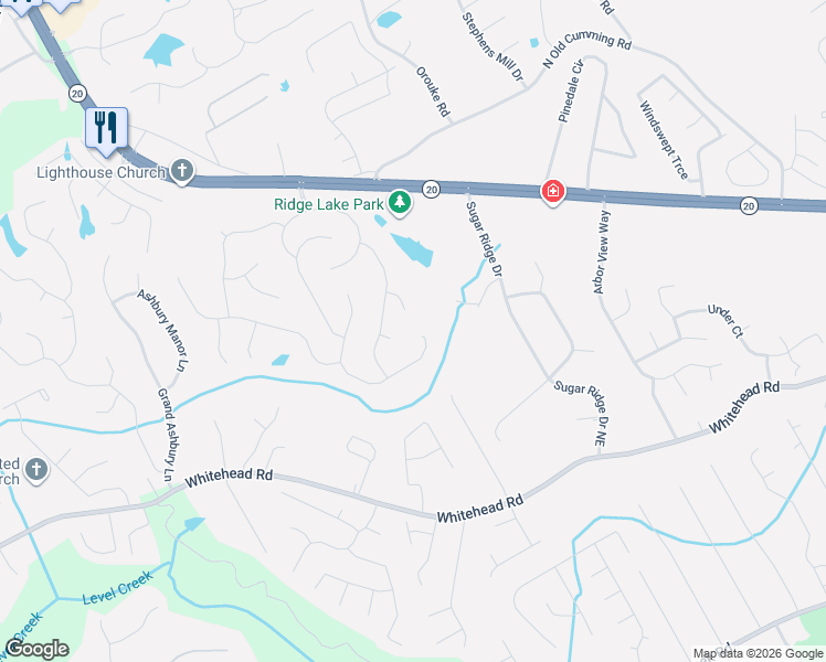 map of restaurants, bars, coffee shops, grocery stores, and more near 658 Sweet Fern Lane in Sugar Hill