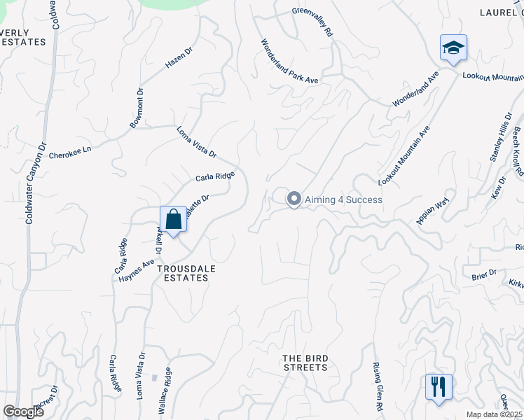 map of restaurants, bars, coffee shops, grocery stores, and more near Crescent Drive in Beverly Hills