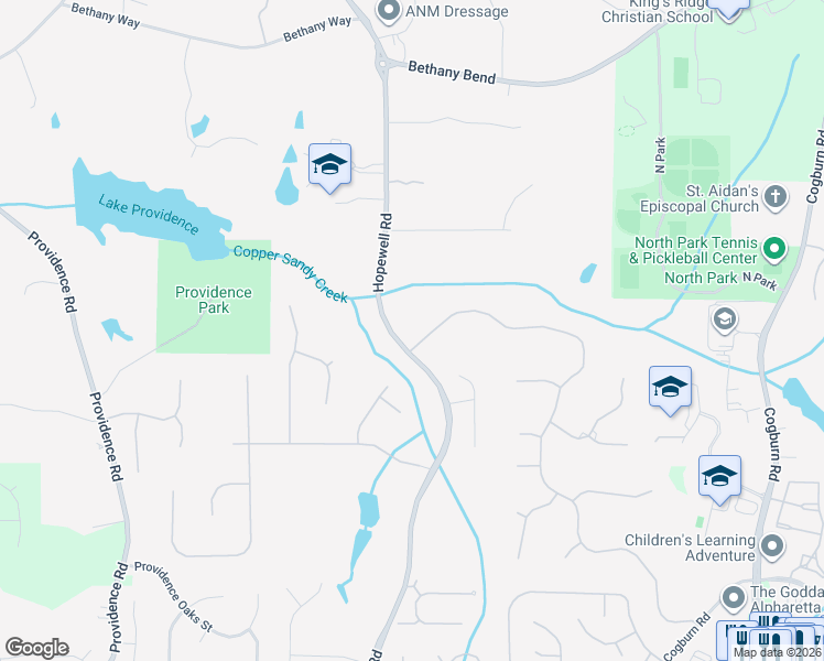 map of restaurants, bars, coffee shops, grocery stores, and more near 13365 Hopewell Road in Alpharetta