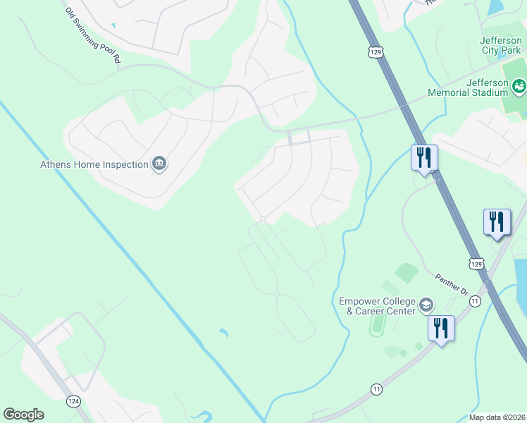 map of restaurants, bars, coffee shops, grocery stores, and more near 149 Blue Billed Crossing in Jefferson