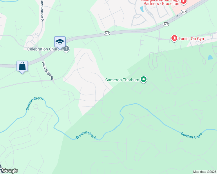 map of restaurants, bars, coffee shops, grocery stores, and more near 5938 Ventura Place in Hoschton