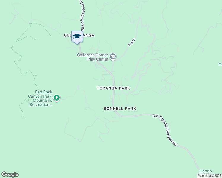 map of restaurants, bars, coffee shops, grocery stores, and more near 1372 Old Topanga Canyon Road in Topanga