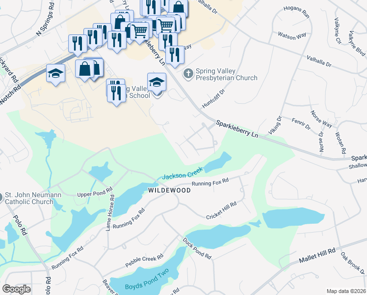 map of restaurants, bars, coffee shops, grocery stores, and more near 204 Talltree Lane in Columbia