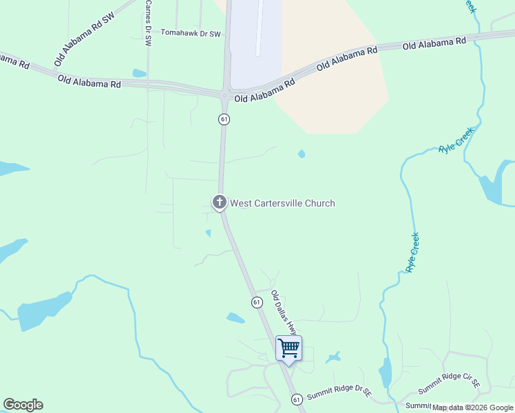 map of restaurants, bars, coffee shops, grocery stores, and more near 427 Dallas Highway Southwest in Cartersville