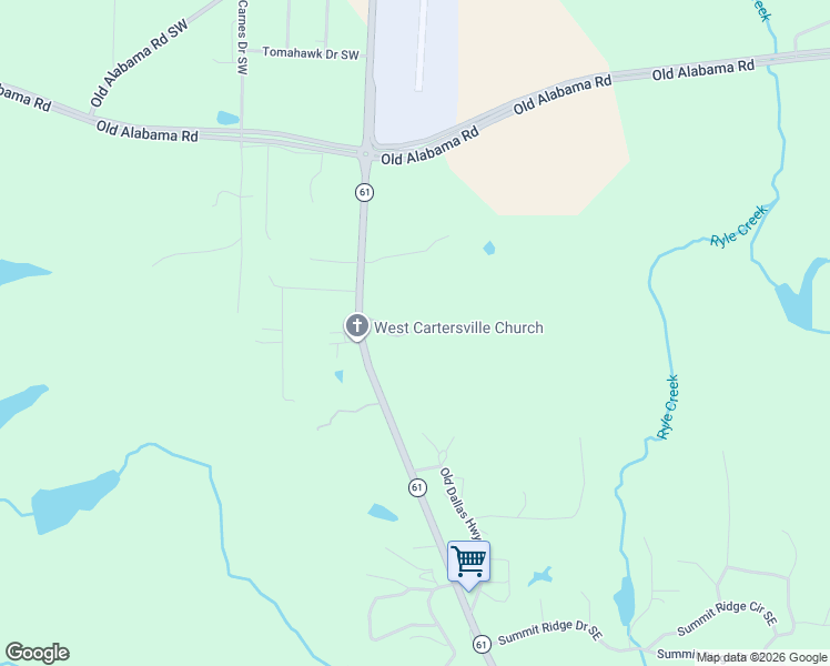 map of restaurants, bars, coffee shops, grocery stores, and more near 427 Dallas Highway Southwest in Cartersville