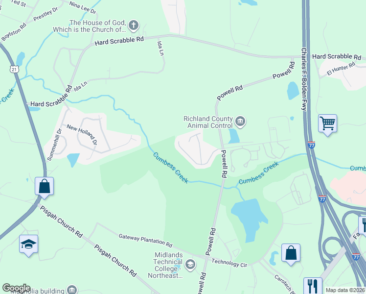 map of restaurants, bars, coffee shops, grocery stores, and more near 412 Eagles Drive in Columbia
