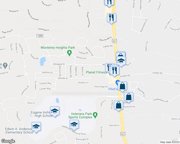 map of restaurants, bars, coffee shops, grocery stores, and more near 6308 Welmont Drive in Wilmington