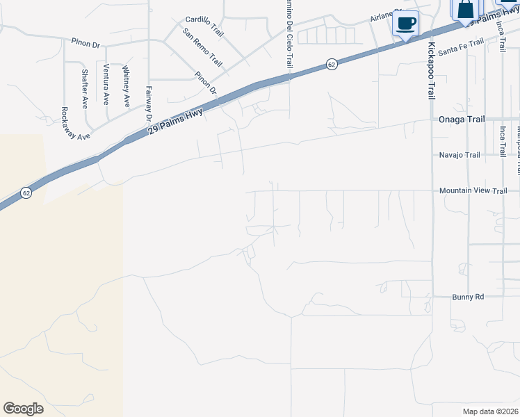 map of restaurants, bars, coffee shops, grocery stores, and more near 7959 Stevenson Lane in Yucca Valley