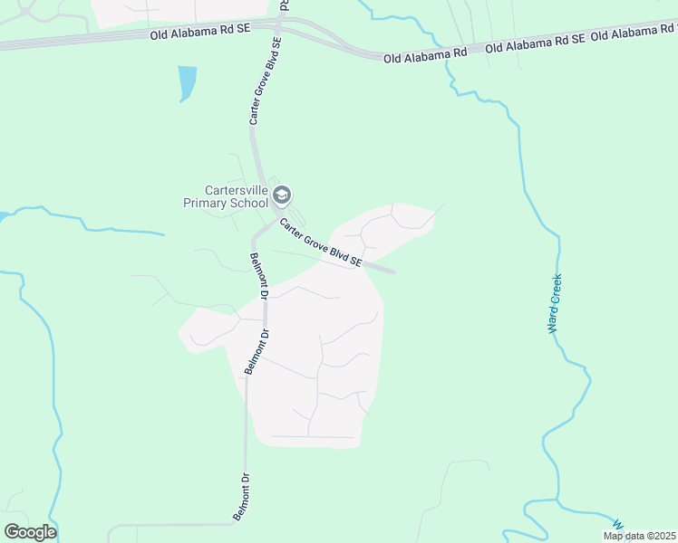 map of restaurants, bars, coffee shops, grocery stores, and more near 10 Lakewood Court in Cartersville