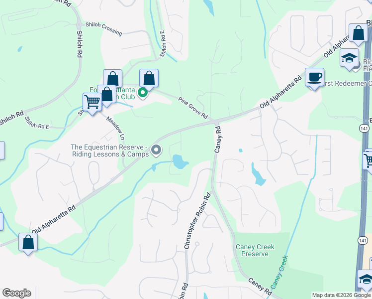 map of restaurants, bars, coffee shops, grocery stores, and more near 685 Old Alpharetta Rd in Alpharetta