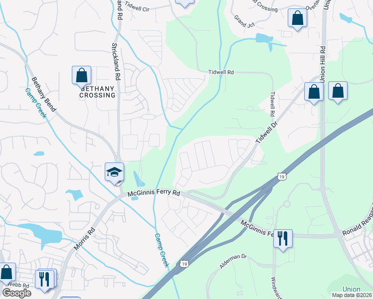 map of restaurants, bars, coffee shops, grocery stores, and more near 1344 Thornborough Drive in Alpharetta