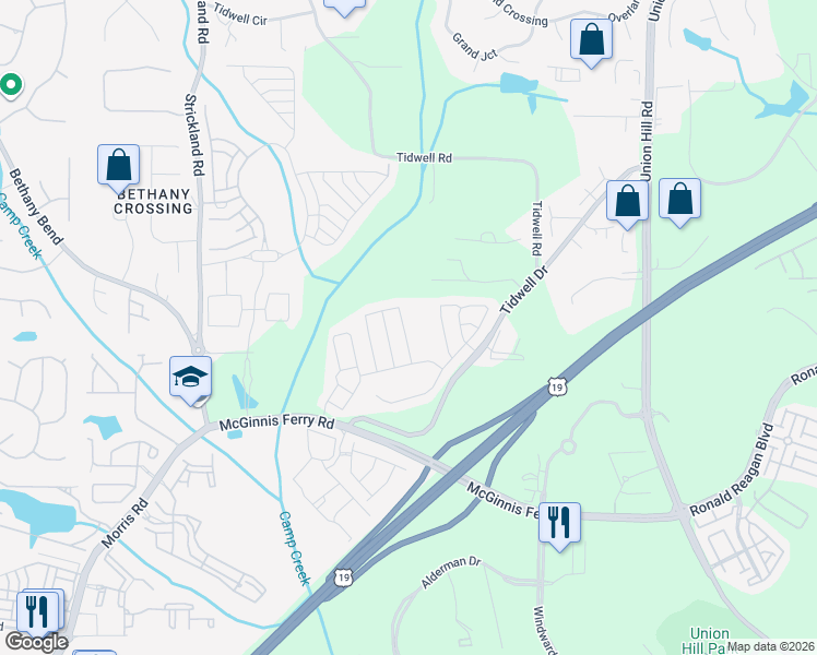 map of restaurants, bars, coffee shops, grocery stores, and more near 940 Prestwyck Court in Alpharetta