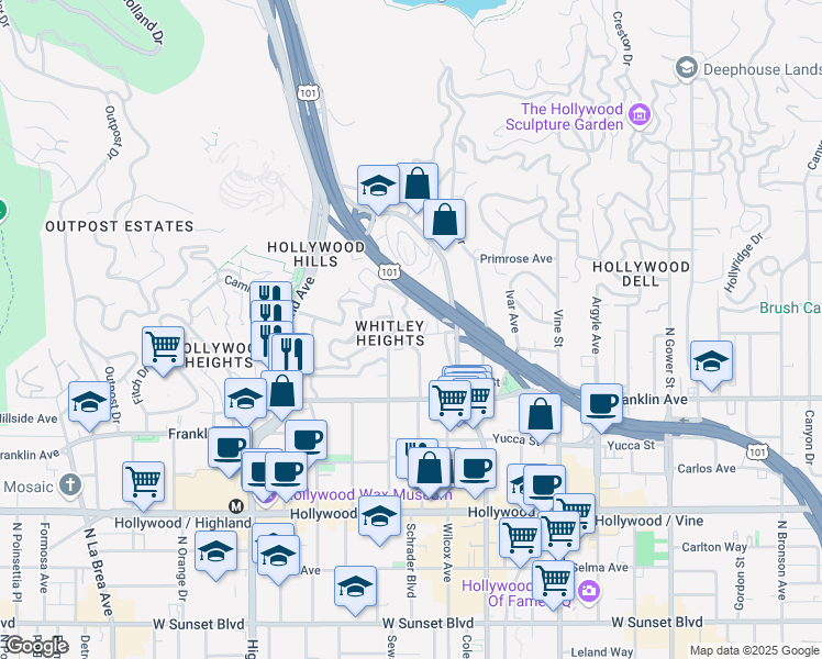 map of restaurants, bars, coffee shops, grocery stores, and more near 6532 Cerritos Place in Los Angeles