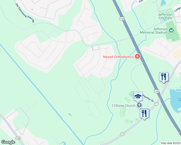 map of restaurants, bars, coffee shops, grocery stores, and more near 865 Hawkins Creek Drive in Jefferson