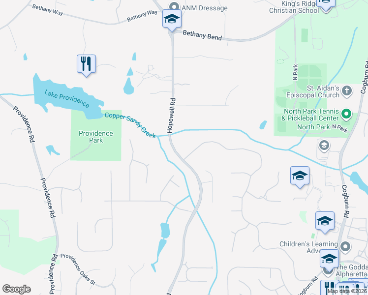 map of restaurants, bars, coffee shops, grocery stores, and more near 13365 Hopewell Road in Alpharetta