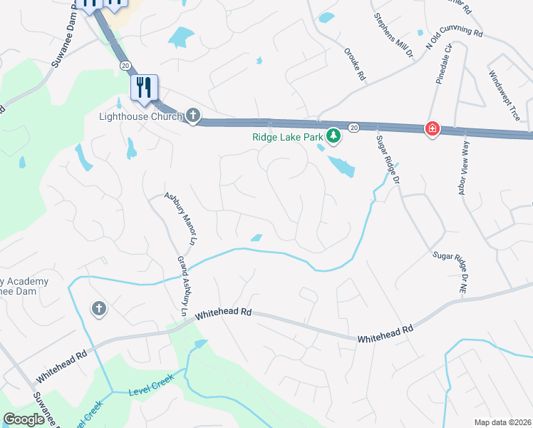 map of restaurants, bars, coffee shops, grocery stores, and more near 5475 Silk Oak Way in Buford