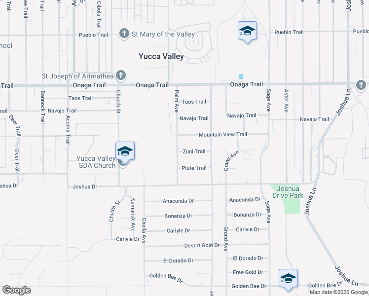 map of restaurants, bars, coffee shops, grocery stores, and more near 56564 Zuni Trail in Yucca Valley