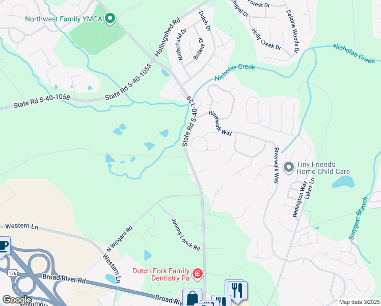 map of restaurants, bars, coffee shops, grocery stores, and more near 222 Barger Circle in Irmo