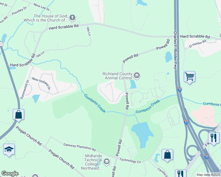 map of restaurants, bars, coffee shops, grocery stores, and more near 129 Sea Hawk Lane in Columbia