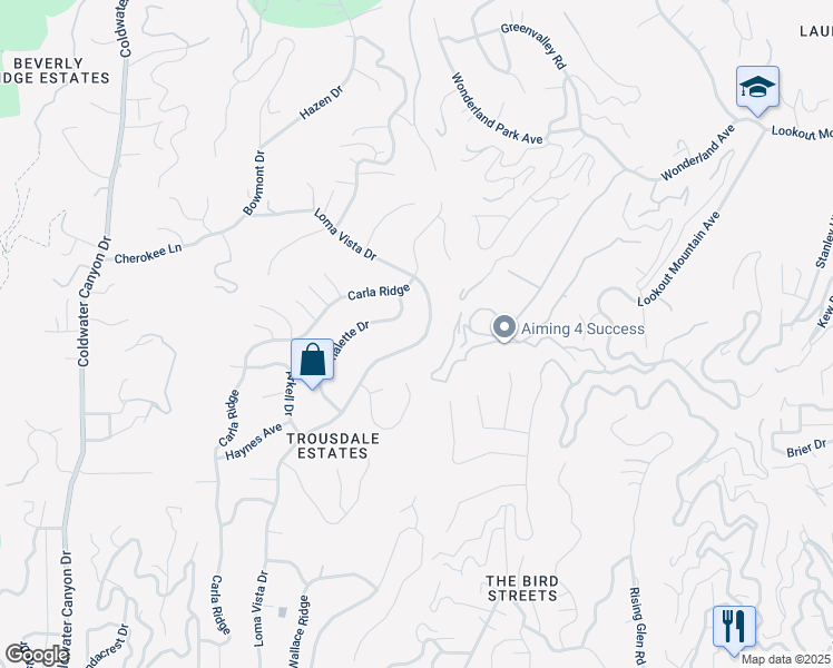 map of restaurants, bars, coffee shops, grocery stores, and more near 1840 Loma Vista Drive in Beverly Hills